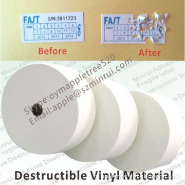 Eggshell Sticker Papers From China Factory,largest Manufacturer Of Destructible Vinyl,fragile Warranty Label Material 